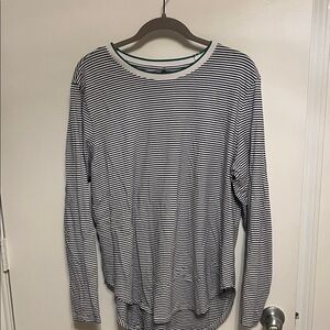 Banana Republic Black and White Striped Long Sleeve Top